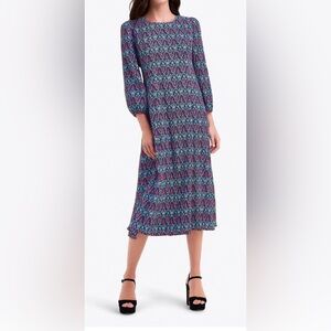***NWT***Draper James Blue and Pink Long Sleeve Dress women’s size zero